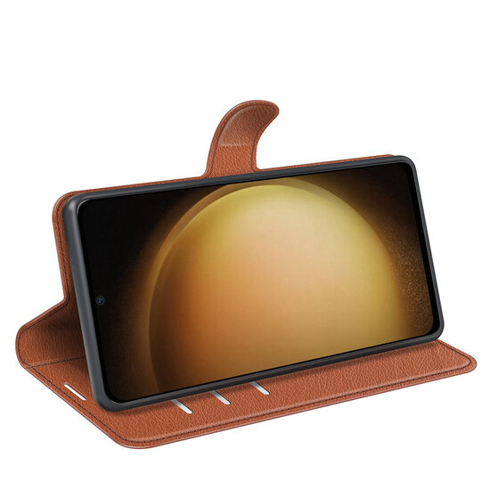Samsung Galaxy S24 Plus (S24+) Hoesje - MobyDefend Kunstleren Wallet Book Case (Sluiting Voorkant) - Bruin