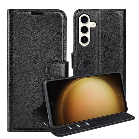Samsung Galaxy S24 Plus (S24+) Hoesje - MobyDefend Kunstleren Wallet Book Case (Sluiting Voorkant) - Zwart
