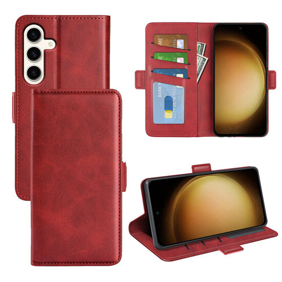 Samsung Galaxy S24 Plus (S24+) Hoesje - MobyDefend Luxe Wallet Book Case (Sluiting Zijkant) - Rood