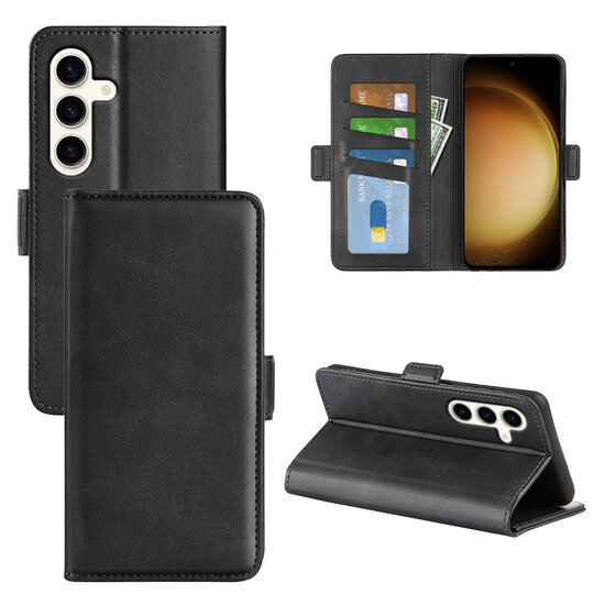 Samsung Galaxy S24 Plus (S24+) Hoesje - MobyDefend Luxe Wallet Book Case (Sluiting Zijkant) - Zwart