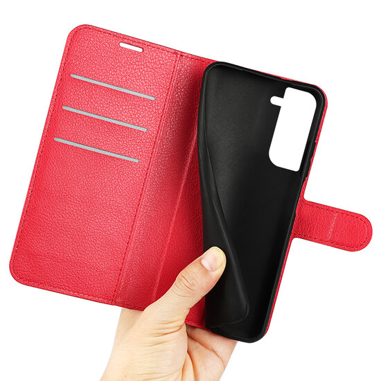 Samsung Galaxy S23 Hoesje - MobyDefend Kunstleren Wallet Book Case (Sluiting Voorkant) - Rood