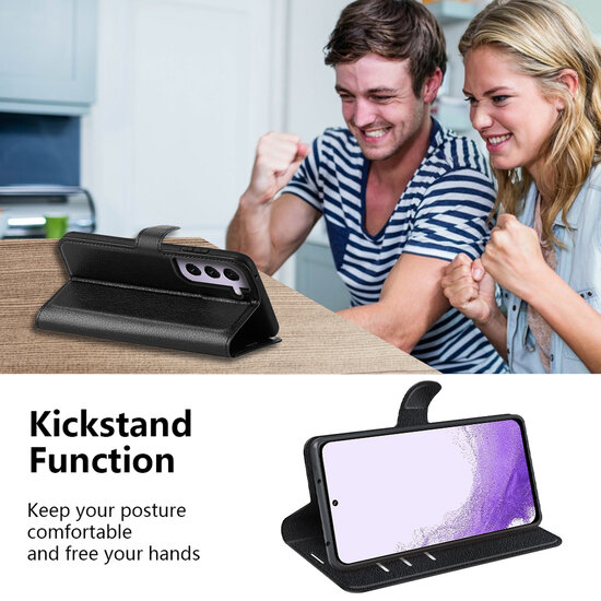 Samsung Galaxy S23 Hoesje - MobyDefend Kunstleren Wallet Book Case (Sluiting Voorkant) - Zwart