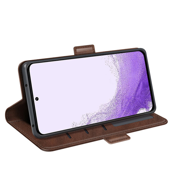 Samsung Galaxy S23 Hoesje - MobyDefend Luxe Wallet Book Case (Sluiting Zijkant) - Bruin