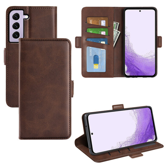 Samsung Galaxy S23 Hoesje - MobyDefend Luxe Wallet Book Case (Sluiting Zijkant) - Bruin