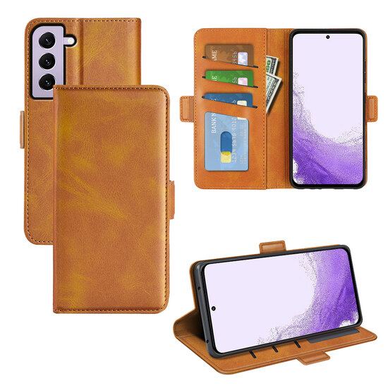 Samsung Galaxy S23 Hoesje - MobyDefend Luxe Wallet Book Case (Sluiting Zijkant) - Lichtbruin
