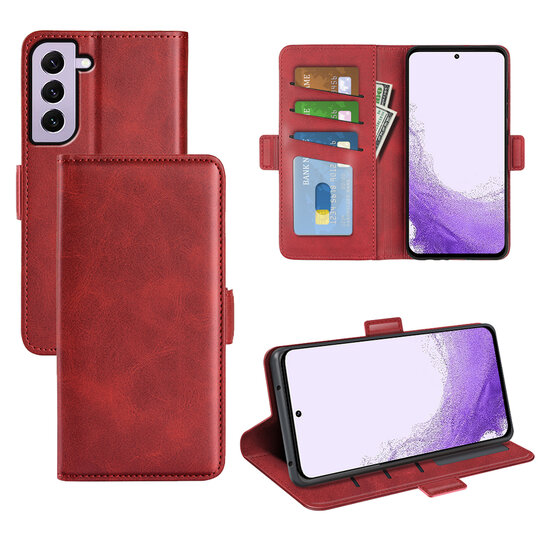 Samsung Galaxy S23 Hoesje - MobyDefend Luxe Wallet Book Case (Sluiting Zijkant) - Rood