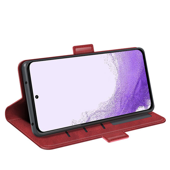 Samsung Galaxy S23 Hoesje - MobyDefend Luxe Wallet Book Case (Sluiting Zijkant) - Rood