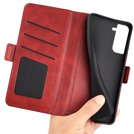 Samsung Galaxy S23 Hoesje - MobyDefend Luxe Wallet Book Case (Sluiting Zijkant) - Rood