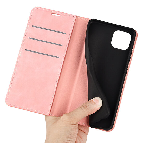 iPhone 14 Hoesje - Luxe Wallet Bookcase (Magnetische Sluiting) - Roze