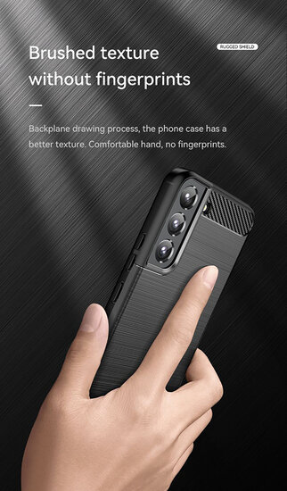Samsung Galaxy S23 Hoesje - MobyDefend TPU Backcover - Geborstelde Metaal &amp; Carbon-Look - Zwart