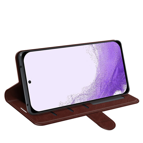 Samsung Galaxy S23 Hoesje - MobyDefend Wallet Book Case (Sluiting Achterkant) - Bruin