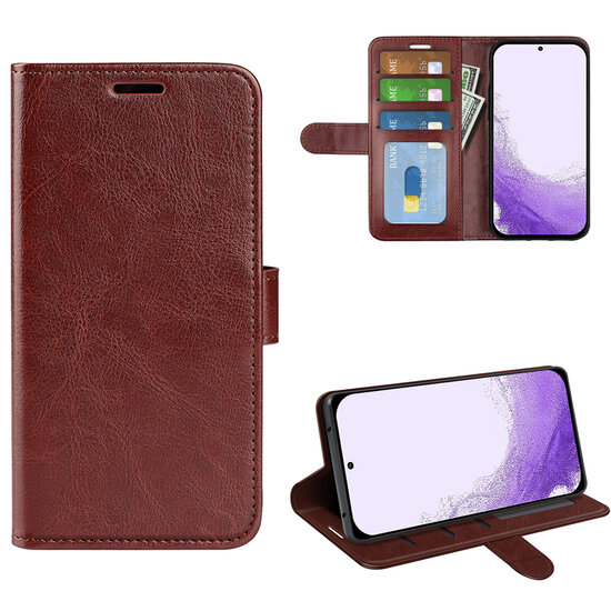 Samsung Galaxy S23 Hoesje - MobyDefend Wallet Book Case (Sluiting Achterkant) - Bruin