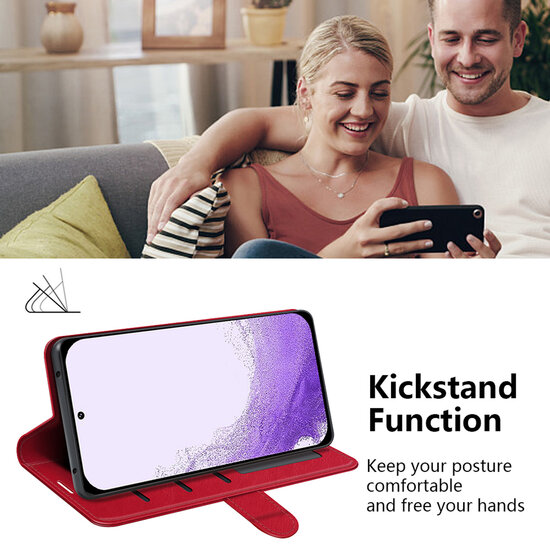 Samsung Galaxy S23 Hoesje - MobyDefend Wallet Book Case (Sluiting Achterkant) - Rood