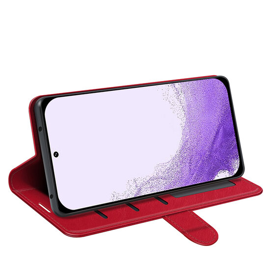 Samsung Galaxy S23 Hoesje - MobyDefend Wallet Book Case (Sluiting Achterkant) - Rood