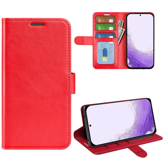 Samsung Galaxy S23 Hoesje - MobyDefend Wallet Book Case (Sluiting Achterkant) - Rood