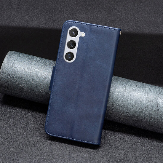 Samsung Galaxy S23 Hoesje - MobyDefend Wallet Book Case Met Koord - Blauw