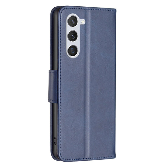 Samsung Galaxy S23 Hoesje - MobyDefend Wallet Book Case Met Koord - Blauw