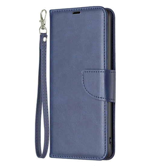 Samsung Galaxy S23 Hoesje - MobyDefend Wallet Book Case Met Koord - Blauw