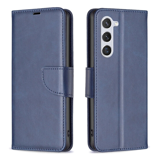 Samsung Galaxy S23 Hoesje - MobyDefend Wallet Book Case Met Koord - Blauw
