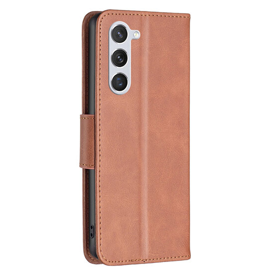 Samsung Galaxy S23 Hoesje - MobyDefend Wallet Book Case Met Koord - Bruin