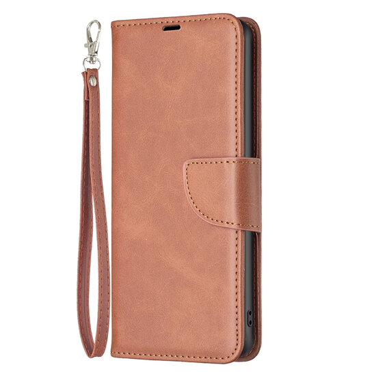 Samsung Galaxy S23 Hoesje - MobyDefend Wallet Book Case Met Koord - Bruin