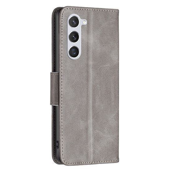 Samsung Galaxy S23 Hoesje - MobyDefend Wallet Book Case Met Koord - Grijs