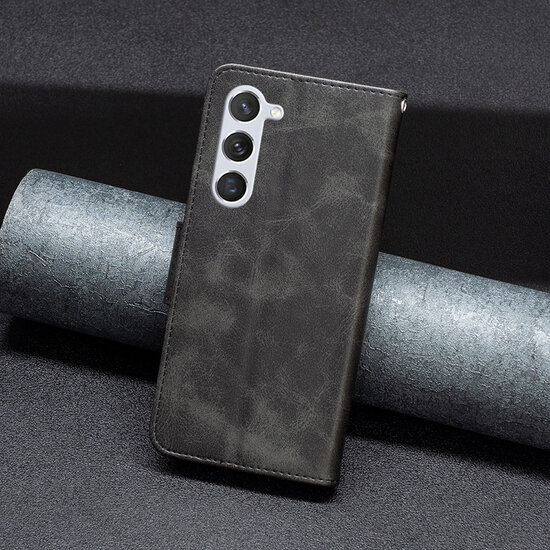 Samsung Galaxy S23 Hoesje - MobyDefend Wallet Book Case Met Koord - Zwart