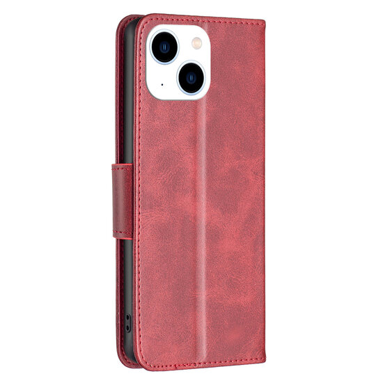 iPhone 14 Hoesje - MobyDefend Wallet Book Case Met Koord - Rood