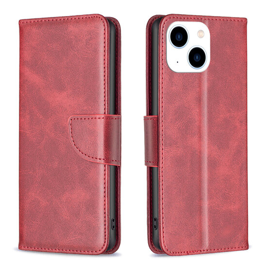 iPhone 14 Hoesje - MobyDefend Wallet Book Case Met Koord - Rood