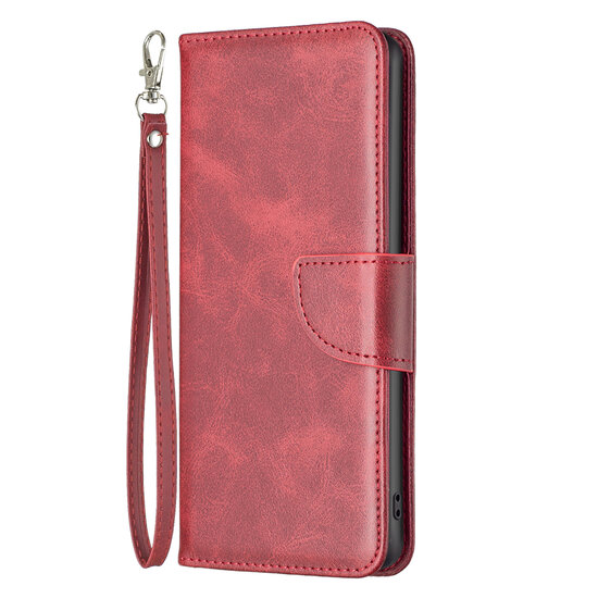 iPhone 14 Hoesje - MobyDefend Wallet Book Case Met Koord - Rood