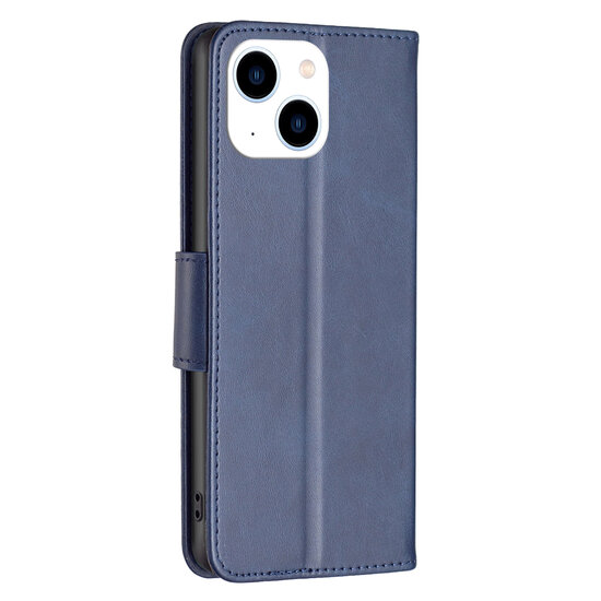 iPhone 14 Hoesje - MobyDefend Wallet Book Case Met Koord - Blauw