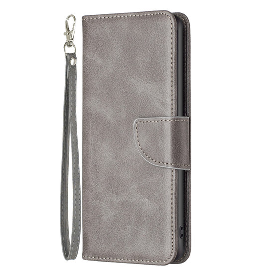 iPhone 14 Hoesje - MobyDefend Wallet Book Case Met Koord - Grijs