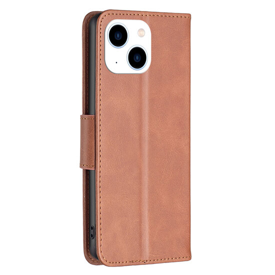 iPhone 14 Hoesje - MobyDefend Wallet Book Case Met Koord - Bruin