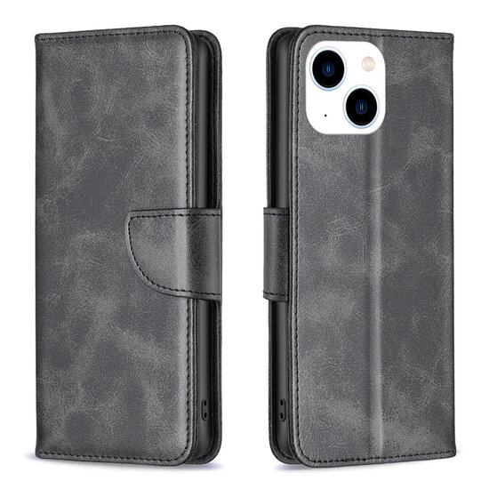 iPhone 14 Hoesje - MobyDefend Wallet Book Case Met Koord - Zwart