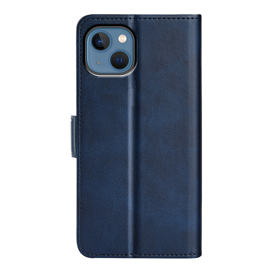 iPhone 14 Hoesje - MobyDefend Luxe Wallet Book Case (Sluiting Zijkant) - Blauw