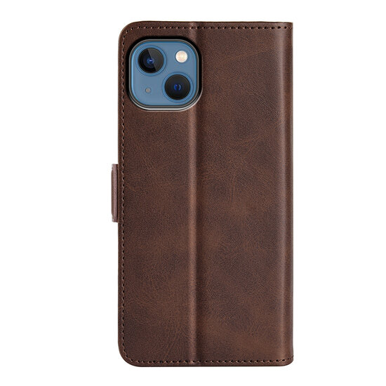 iPhone 14 Hoesje - MobyDefend Luxe Wallet Book Case (Sluiting Zijkant) - Bruin