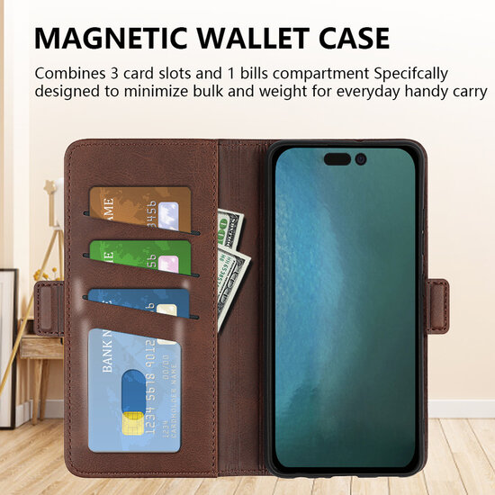 iPhone 14 Hoesje - MobyDefend Luxe Wallet Book Case (Sluiting Zijkant) - Zwart