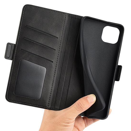iPhone 14 Hoesje - MobyDefend Luxe Wallet Book Case (Sluiting Zijkant) - Zwart