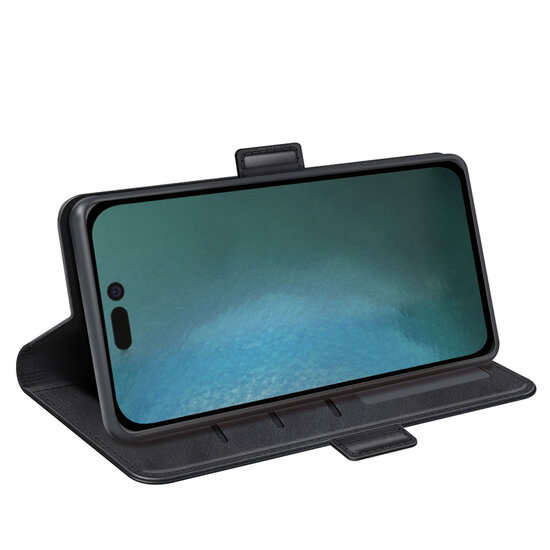 iPhone 14 Hoesje - MobyDefend Luxe Wallet Book Case (Sluiting Zijkant) - Zwart