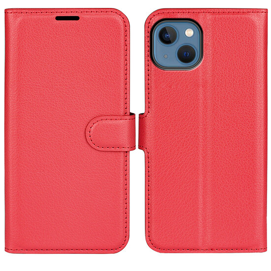 iPhone 14 Hoesje - MobyDefend Kunstleren Wallet Book Case (Sluiting Voorkant) - Rood