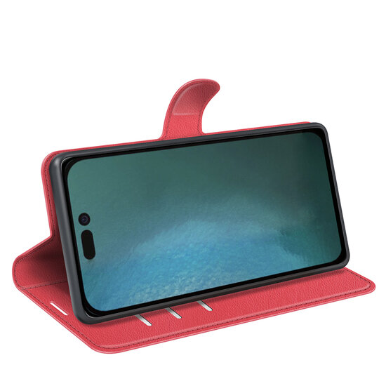 iPhone 14 Hoesje - MobyDefend Kunstleren Wallet Book Case (Sluiting Voorkant) - Rood