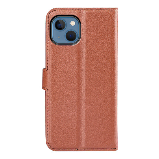 iPhone 14 Hoesje - MobyDefend Kunstleren Wallet Book Case (Sluiting Voorkant) - Bruin