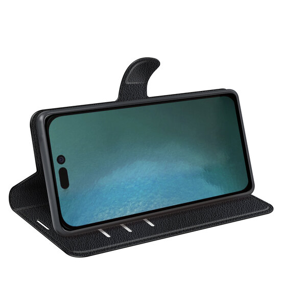 iPhone 14 Hoesje - MobyDefend Kunstleren Wallet Book Case (Sluiting Voorkant) - Zwart