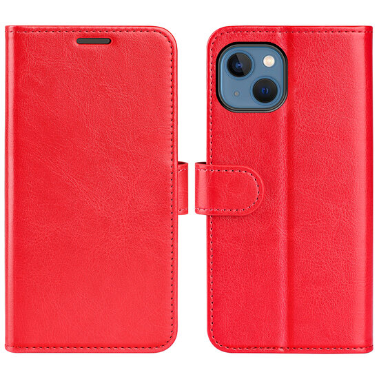 iPhone 14 Hoesje - MobyDefend Wallet Book Case (Sluiting Achterkant) - Rood