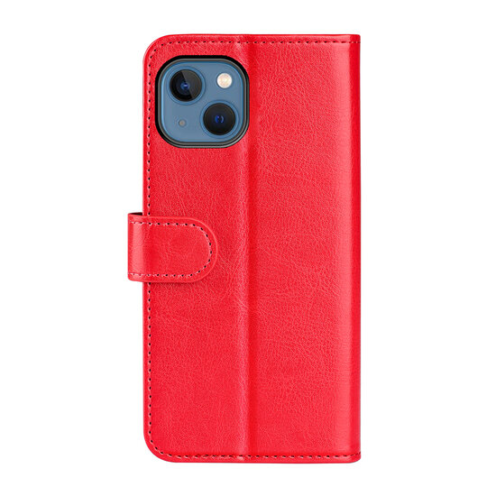 iPhone 14 Hoesje - MobyDefend Wallet Book Case (Sluiting Achterkant) - Rood