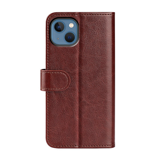 iPhone 14 Hoesje - MobyDefend Wallet Book Case (Sluiting Achterkant) - Bruin