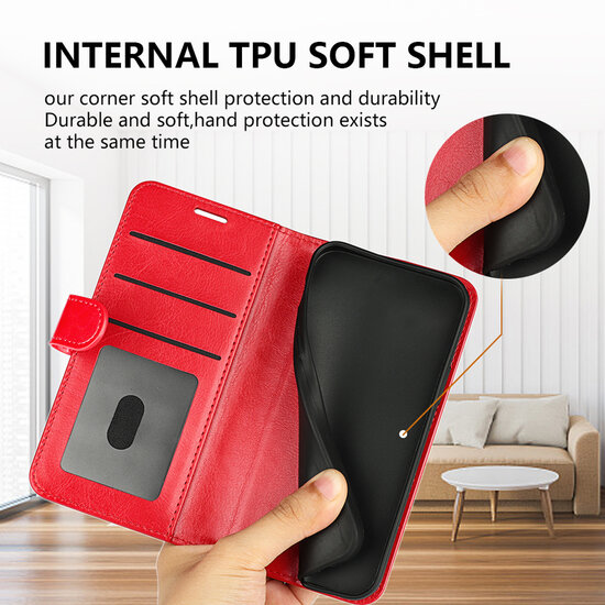 iPhone 14 Hoesje - MobyDefend Wallet Book Case (Sluiting Achterkant) - Zwart