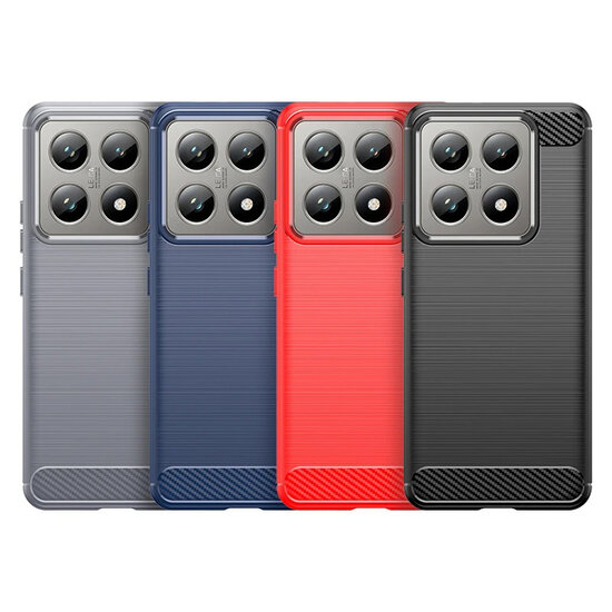 Xiaomi 14T Hoesje - MobyDefend TPU Backcover - Geborstelde Metaal &amp; Carbon-Look - Blauw