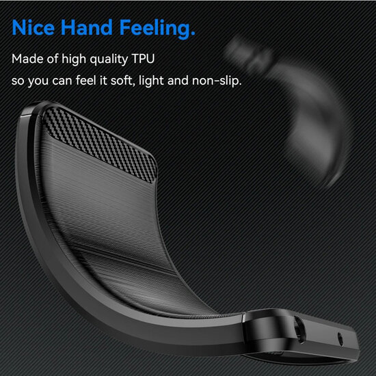 Samsung Galaxy S24 FE Hoesje - MobyDefend TPU Backcover - Geborstelde Metaal &amp; Carbon-Look - Zwart