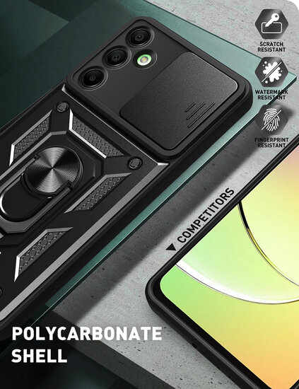 Samsung Galaxy A16 Hoesje - MobyDefend Pantsercase Met Draaibare Ring - Blauw